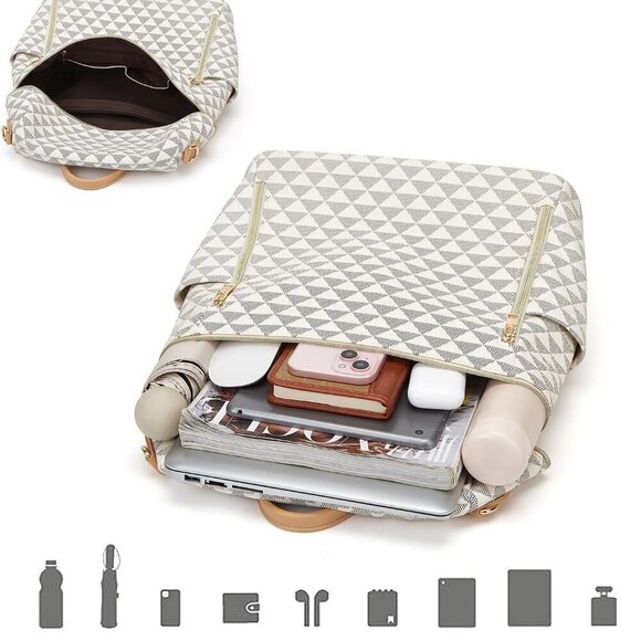 Women Backpack Purse PU Leather 25L Travel Satchel Convertible Handbag main image 6